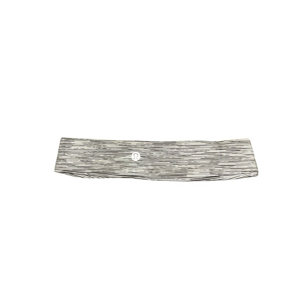 Lululemon Grey White Stripe Headband Athleisure Workout‎ Gym Sweatband